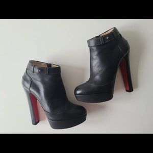 Christian Louboutin Et Dun 140 Black Leather Ankle Boots Booties 37.5